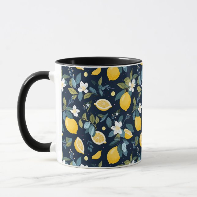 Caneca Limão Amarelo Com Fundo Azul (Esquerda)