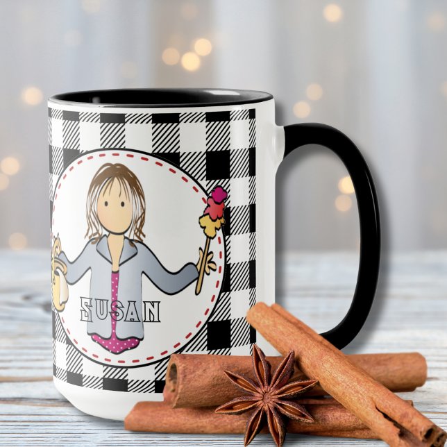 Caneca Limpando Lady Cartoon Personalizado Obrigado Prese (Criador carregado)