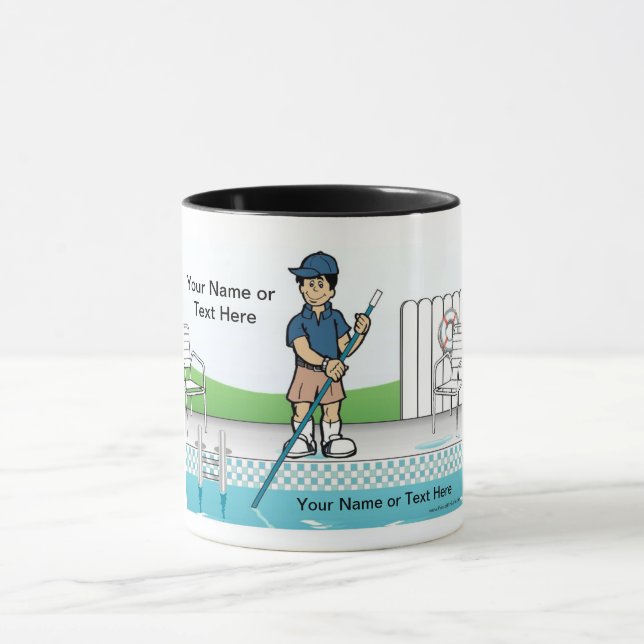 Caneca Limpeza de Piscinas Personalizada - Cartoon Mascul (Centro)