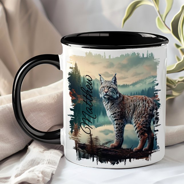 Caneca Lince na Floresta Nebulosa  (Criador carregado)