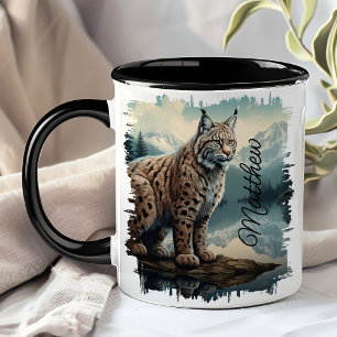 Caneca Lince-vermelho na Wilderness do Rock Mountain