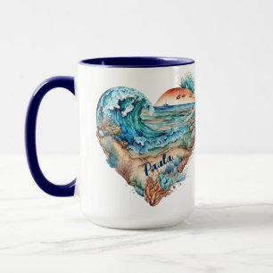 Caneca Linda árvore de areia do oceano de praia