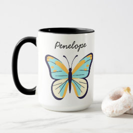 Caneca Linda Borboleta Azul • Nome Personalizável