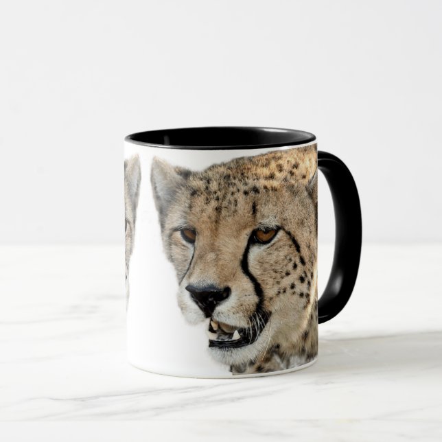 Caneca Linda Cama de Fotos de Gato de Cheetah (Frente Esquerda)