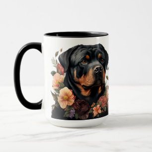 CANECA LINDA COR DA ÁGUA PRETA E TAN ROTWEILLER DOG