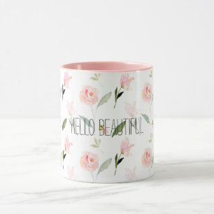 Caneca Linda D-C Amarelo Floral Rosa