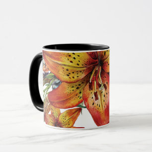 Caneca Linda Flor de Lírio de Outono Boho Chic Personaliz