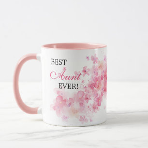 Caneca Linda Floral Rosa Aquarela Melhor Tia de Todos os