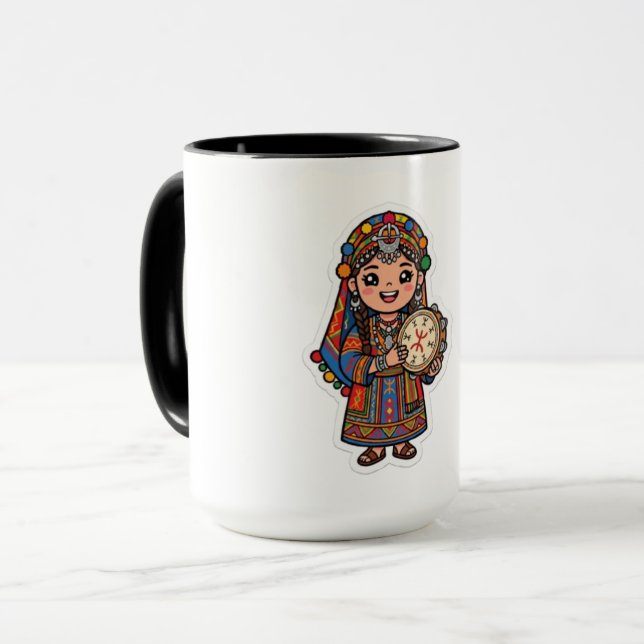 Caneca Linda Kawaii Amazigh Berber Mulher (Frente Esquerda)
