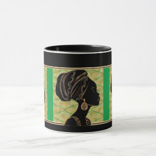 Caneca Linda mulher afro-americana negra Dourada