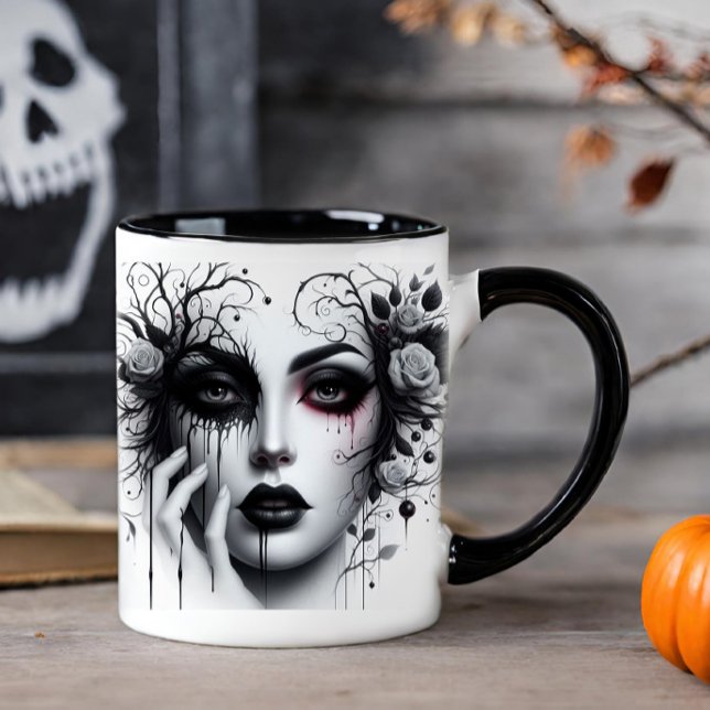 Caneca Linda Mulher Gótica (Criador carregado)