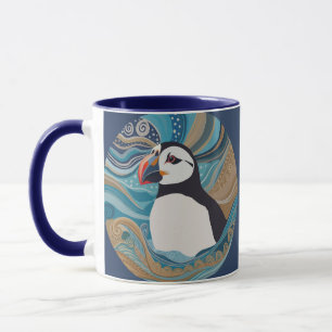 Caneca Linda Ondas do Oceano Puffin Atlântico