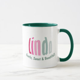 Caneca "Linda" personalizada em Eucalyptus Green, Rosa co