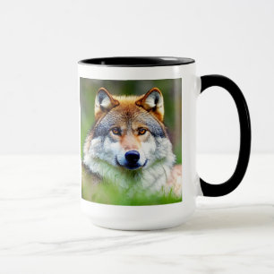 Caneca Linda pintura de cabeça de lobo