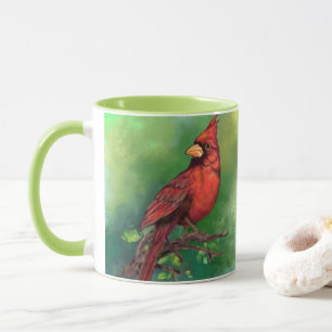 Caneca Linda pintura de pássaro vermelho Norte