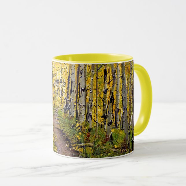 Caneca Linda Trilha de outono Cênico em Árvore Aspen (Frente Esquerda)