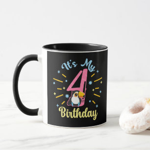 Caneca Linda tucano 4 de aniversário de 4 anos Menina de