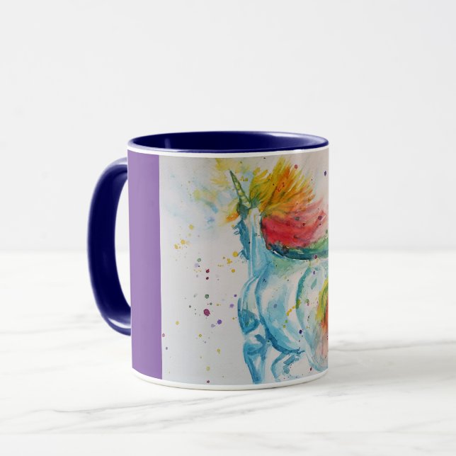 Caneca Linda Unicórn Watercolor Art Girls Ladens Mug (Frente Esquerda)