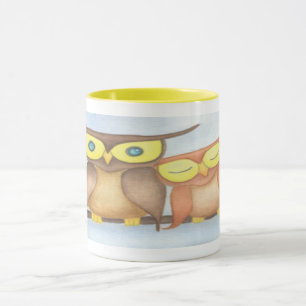 Caneca Linda Watercolor Owl Lovers
