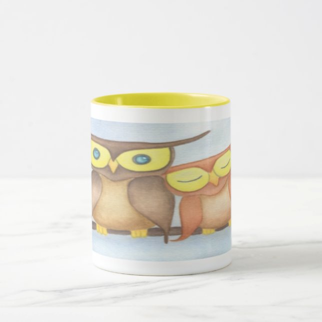 Caneca Linda Watercolor Owl Lovers (Centro)
