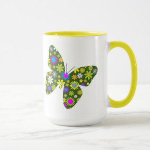 Caneca Lindas Asas de Borboleta Aziza Fantasia Floresce