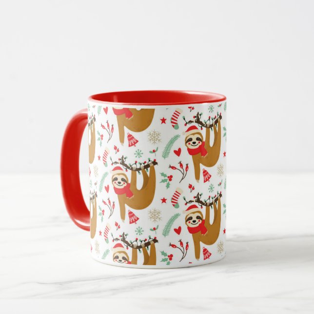 Caneca Lindas preguiças de Natal (Frente Esquerda)