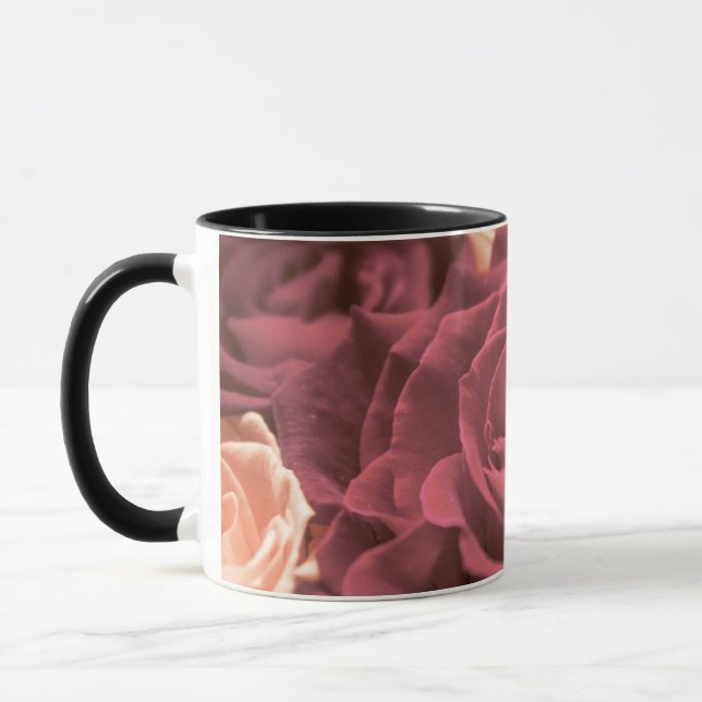 Caneca Lindas rosas vermelhas rosa flores fotoromânticas (Esquerda)