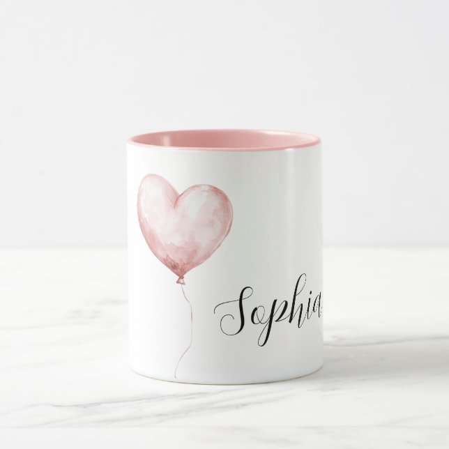 Caneca Lindo Balão de Coração Rosa (Centro)