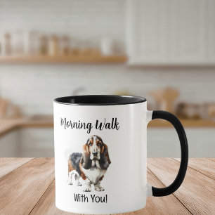Caneca Lindo Basset Marrom Aquarela Personalizado