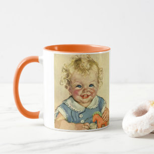 Caneca Lindo Bebê Loirinho Escandinavo Antigo com Cachos