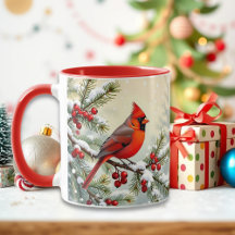 Lindo Cardinal de Natal e Galhos de Pinheiro