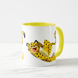 Caneca Lindo Cartoon de Guepardo Correndo