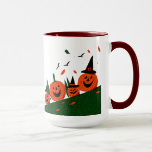 Caneca Lindo Chapéu de Bruxa de Abóbora Feliz Outono