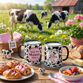 Caneca Lindo Design de Vaca Kawaii “Bom Dia Muuuuu”