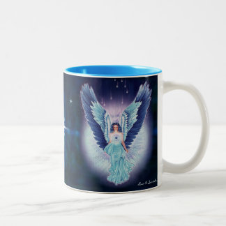 Caneca lindo do anjo azul da safira de turquesa