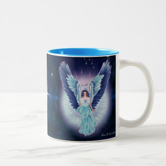 Caneca lindo do anjo azul da safira de turquesa (Direita)