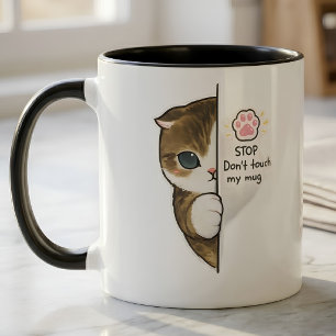 Caneca Lindo Gatinho Espiando Pare Não Toque na Minha Can