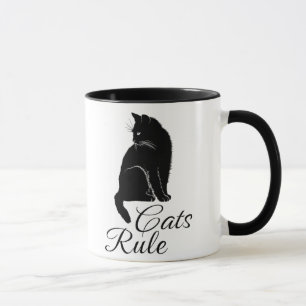 Caneca Lindo Gato Sentado de Costas com Texto "Gatos Mand