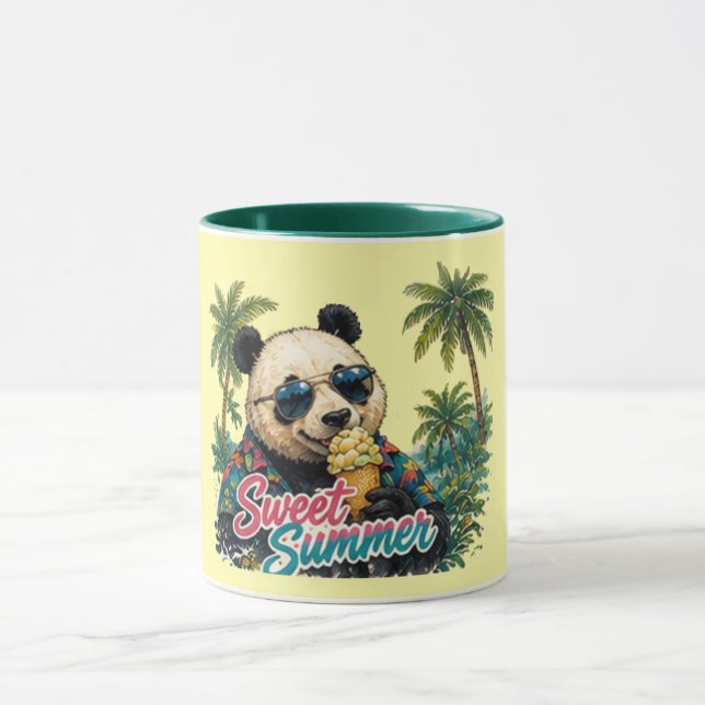 Caneca Lindo Panda Doce Verão | Citação de Verão da Moda (Centro)