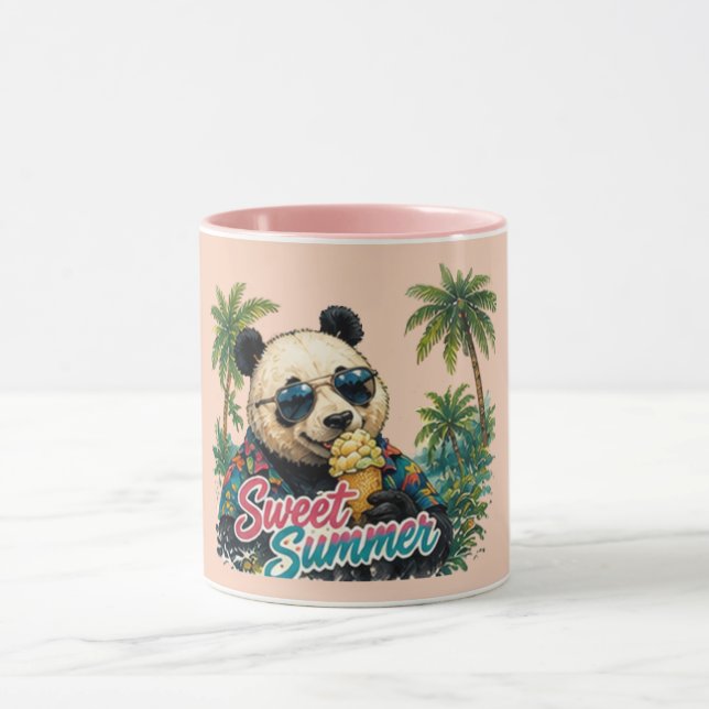 Caneca Lindo Panda Verão Doce | Citação de Verão da Moda (Centro)