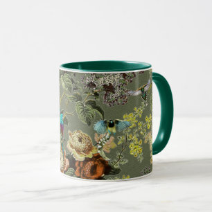 Caneca Lindo pássaro exótico, pântano verde