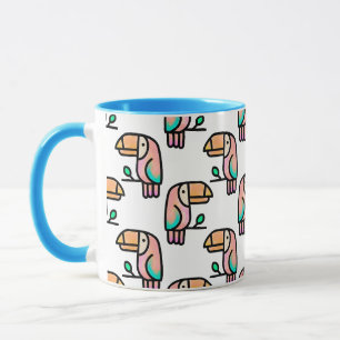 Caneca lindo presente de animal de passarinho tucano trop
