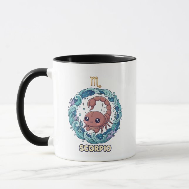 Caneca Lindo Signo do Zodíaco Escorpião Kawaii (Esquerda)