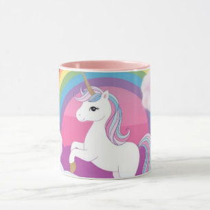 Caneca Lindo Unicórnio Roxo em um Céu Estrelado