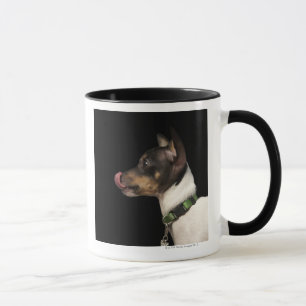 Caneca Língua fora do rato Terrier preto e branco
