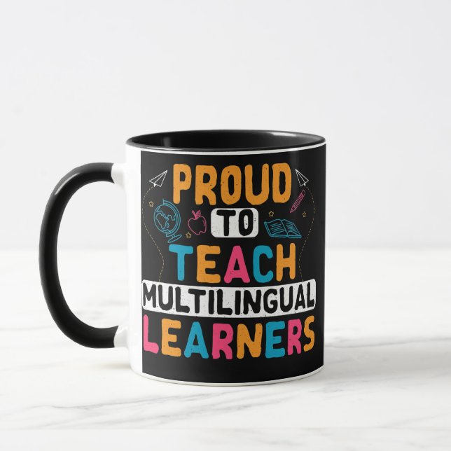 Caneca Língua linguista do professor multilíngue ESL (Esquerda)