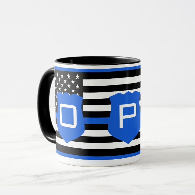 Caneca Linha Azul Thin American Flag PD Personalizado (Frente Esquerda)