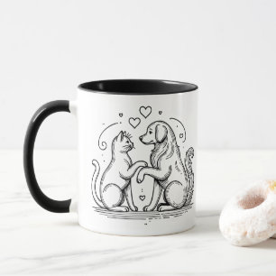 Caneca Linha de Arte de Amizade de Animais de Estimação M