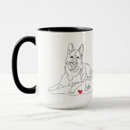 Caneca Linha de arte de pastor alemão com nome