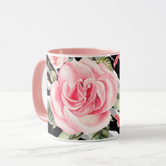Caneca Linha de tendências do Rosa de luxo (Frente Esquerda)